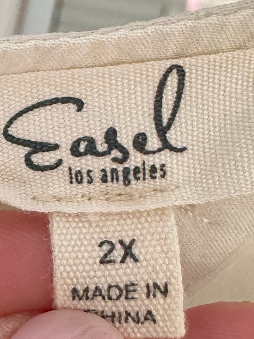 Size 2X Easel Delicate Cream Swiss Dot Ruffle Blouse - Women. Slightly oversized - Picture 2 of 3